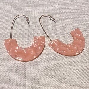 Acrylic Pink Drop Hoop Earrings
